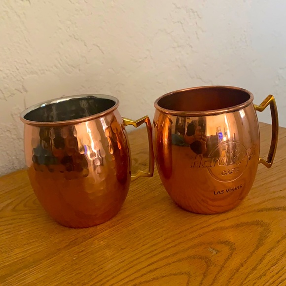 2 Moscow Mule Mugs. Hard Rock Cafe is copper and the other is stainless steel. - Picture 1 of 5